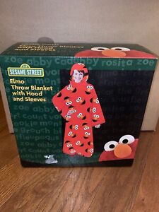 Rare Sesame Street Elmo Throw Blanket With Hood And Sleeves