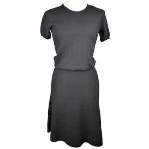 Theory Wool Sweater Dress sz P XS Black Blend Short Sleeve Stretch Lightweight