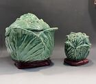 McCoy Pottery Cabbage Cookie Jar Cannister With Matching Salt And Pepper Shakers