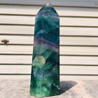 New Listing1.66lbNatural Beautiful Color Fluorite Crystal Obelisk Quartz Healing Wand Point