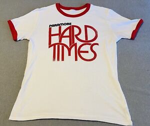 Paramore Band Adult T-Shirt Hard Times White Red 2017 L rock tour