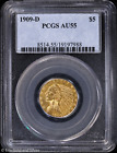 1909-D $5 Gold Indian Head Half Eagle PCGS AU 55