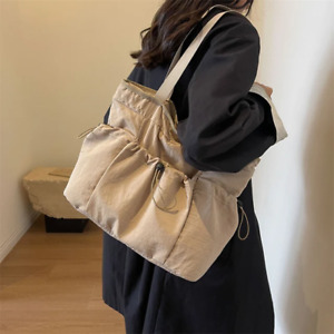 Women Drawstring Tote Bag All-Match Nylon Shoulder Bag Large Capacity Underarm B