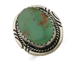Navajo Ring 925 Silver Natural Green Turquoise Native American Artist C.80's