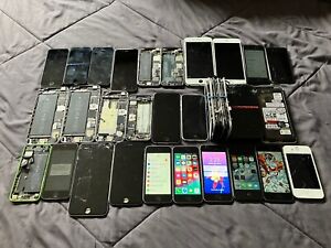 Mixed Lot of 27 Apple iPhone 4s, 5, 6, 6/6s+, SE - For PARTS or SCRAP ONLY!