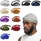 Mens Turban Head Wrap Satin Lined Head Scarf Elastic Headband Caps Halo Hijab