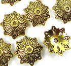 20 Antique Gold Pewter Flower Bead Caps 16mm