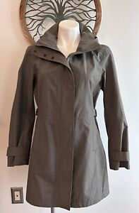 Kirkland Womens Charcoal Grey Hooded Long Trench Rain Coat Size Small Never Worn