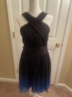 HALSTON Women's Size 2 Heritage NWT Black/Cobalt Blue Ombre Formal Halter Dress