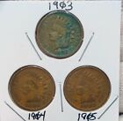 1903 1904 1905 Indian Head Cent Penny Lot Of 3