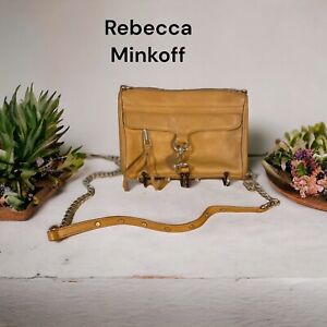 Rebecca Minkoff Tan/brown Crossbody Outside Zipper Inside Pocket 4 Studs Bottom