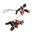 New Listing2 Faux Rose Stem Decorative Salmon and Mauve Flowers