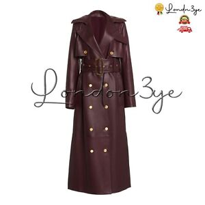 Maroon Leather Trench Coat For Women, Real Leather Coat Womens Get 20% Off