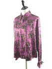 Vintage Linda Allard Ellen Tracy Long Sleeve Silk Blouse Purple Floral