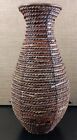 Hand Woven Wicker Rattan Decorative Basket Vase Boho Home Decor 15” Tall