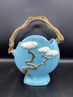 ROSEVILLE POTTERY 508-8 BLUE MING TREE BASKET WITH BRANCH HANDLE