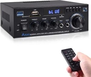 Home Stereo Audio Amplifier Receiver 2 Channel Bluetooth 300Wx2 Sound Speaker