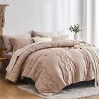 sponwilar King Size Comforter Set 7 Pieces Boho Bed in a Bag, Geometric Textured