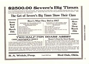 1918 American Swineherd Hog Sales Council Hill Farm Red Oak OK ~  Bloomington IL