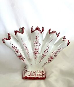 Vintage Hand painted, numbered and signed  Portugal Five Finger Vase