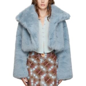 Luxury Fashion Fluffy Cropped Fox Fur Jacket Women Winter 2024 New
