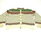 Handmade Women's Norwegian Fair Isle Cardigan Sweater Lusekofte Vintage 70's L