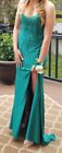 Prom Dress Gown Women's 0 Green Cross Back Strap Size 0, 1, Formal Full Length