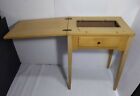 Vintage Blonde Formica Wood Sewing Machine Table Cabinet Mid Century Modern