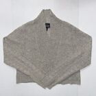 Eileen Fisher Women’s M Alpaca Wool Silk Knit Cropped Gray Cardigan Open Front