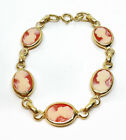 Vintage Cameo Resin Gold Tone Brooch Pin 7”
