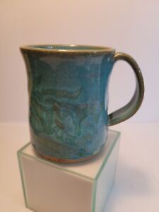 Hallalujah Art Pottery Monteagle Blue Coffee Mug Signed 2012