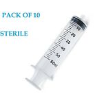 60mL PACK of 10 LUER LOCK STERILE SYRINGES 60cc Sterile Syringe Only No Needle