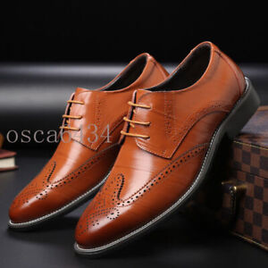 Mens Wide Dress Shoes Brogues Derby Shoes Formal Oxford Shoes Shoe Size 6.5-15