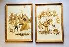 Vintage Dried Flowers And Wood Wall Art Pair Of Fairy Tale Pictures Unique