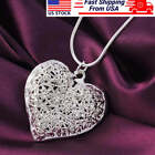 Original 925 Sterling Silver 18-30 Inch Carved Heart Pendant Snake Chain Necklac