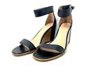 Linea Paolo Women Ankle Strap Wedge Sandals Elodie US 6.5M Black Leather