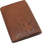 Deer Men's RFID Blocking Real Leather Bifold Trifold Wallet (Trifold)