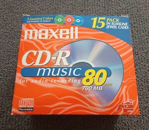NEW MAXWELL CD-R MUSIC 13 PACK/3 COLORS/80 MIN./SLIM JEWEL CASES/Missing 2