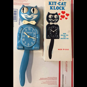 Original vintage California Clock Co Kit-Cat Klock model B1 Light Blue IN BOX