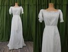 Antique Embroidered Dress Edwardian 1900s, XS 30 inch bust, White Cotton Gown