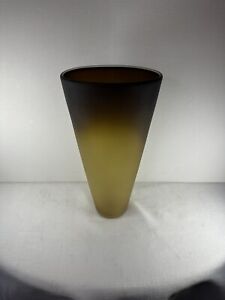 Pilchuck Art Glass Flower Bouquet Vase Signed Helen Lee 01 Satin Brown Ombré 11”