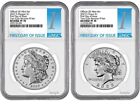 2023-S MORGAN & PEACE DOLLAR REVERSE PROOF SET FIRST DAY  S NGC PF70 @