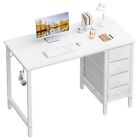 40 Inch Kids Cute Study Desk for Bedroom Small White Desk with Drawers
