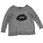 Torrid Womens size 2 gray pullover knit sweater sweatshirt with lip print