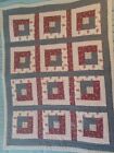 Handmade Lap Quilt Floral Multicolor Blue, Red, Heart Accent Print 49