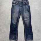 CJ Black Jeans Mens Size 34x34 Striaght Leg Blue Stone Wash Distressed Aztec