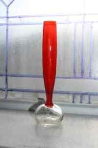 New ListingVintage Art Glass Bud Vase Orange with Controlled Bubbles Base