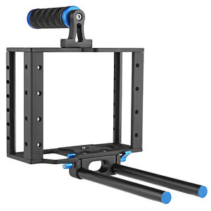 Opteka DSLR / Mirrorless Metal Camera Cage with Handgrip and 15mm Rail System