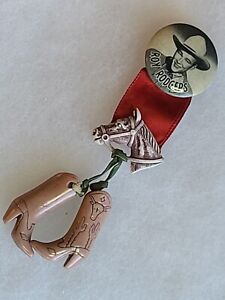 ROY ROGERS PINBACK BOOTS HORSE VINTAGE WESTERN COWBOY TOY COLLECTIBLE RARE