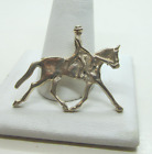 925 sterling Silver Horse and rider Dressage equestrian Hunting brooch stock pin